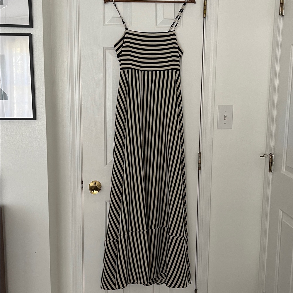 NWT Cupshe Black and Cream Striped Dress
